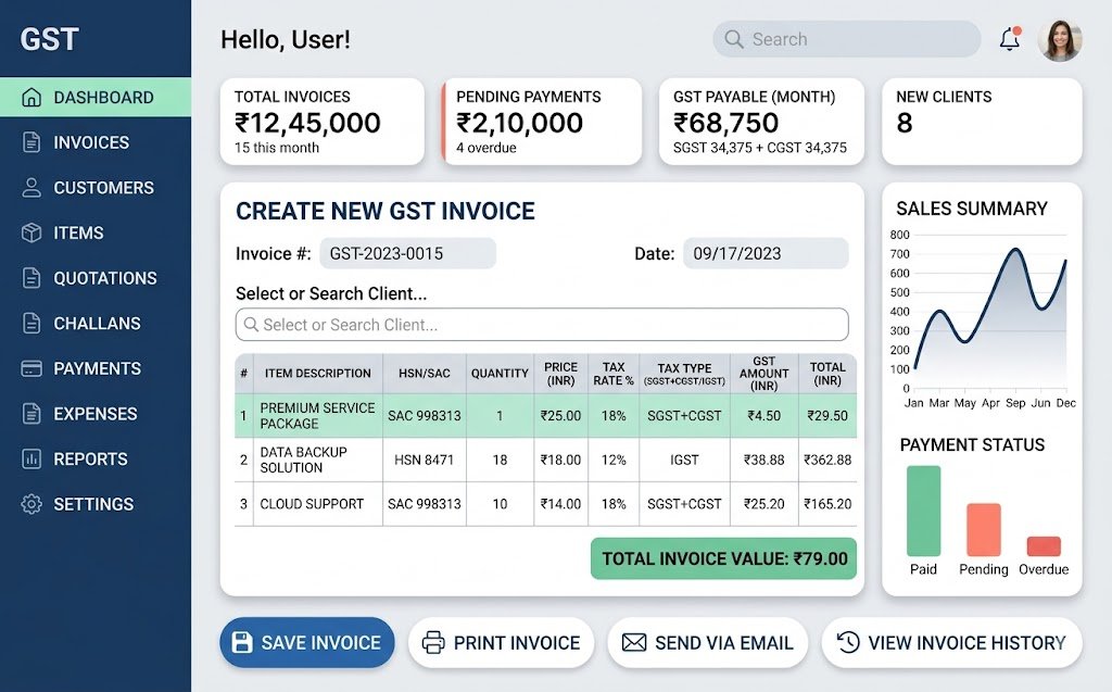 GST Billing Software dashboard
